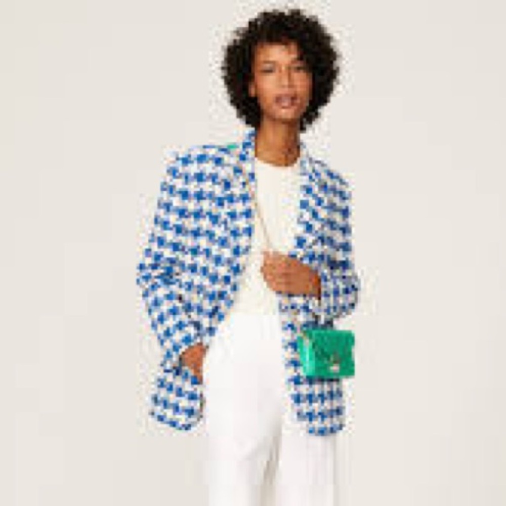 BNWT Sandro Blue and White Houndstooth Blazer
